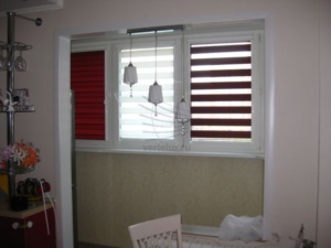 Рулонные шторы день-ночь белый с красным